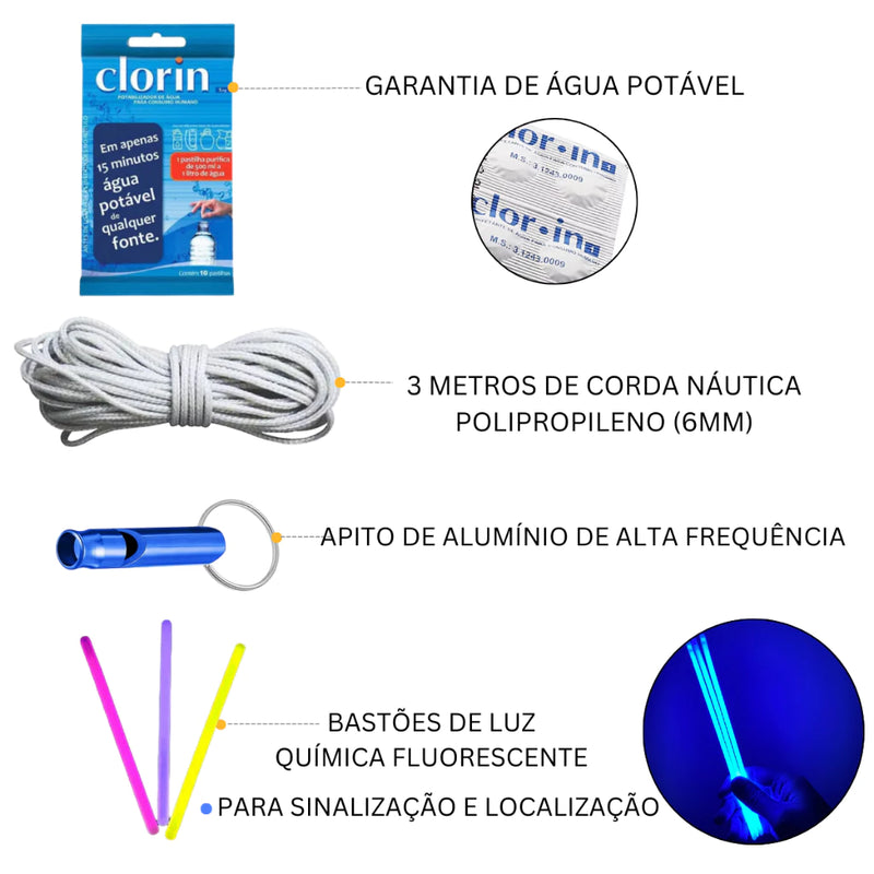 Mochila de Emergência 80 itens Kit sobrevivência Primeiros Socorros